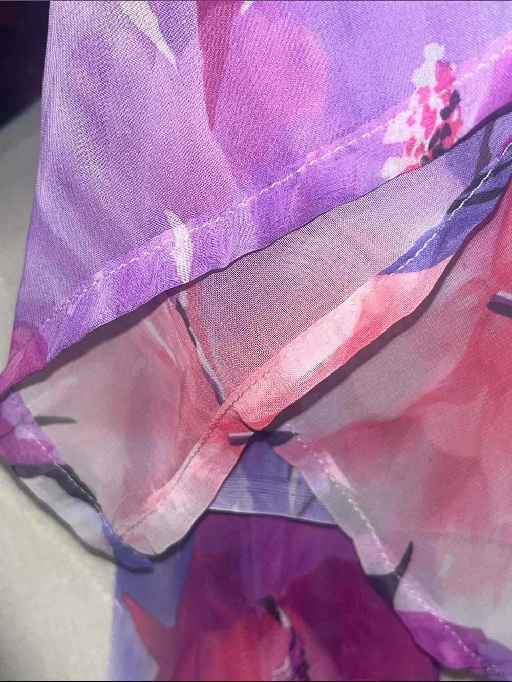 Floral Chiffon Scarf in Floral Watercolor Purple/pink- Women Accessoriesy S194